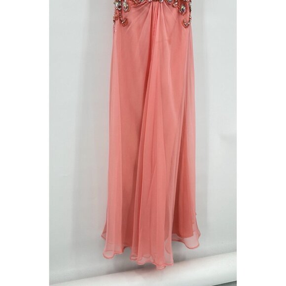 JVN BY JOVANI maxi dress strapless beaded sequins formal chiffon pink scarf 10 - Picture 6 of 10